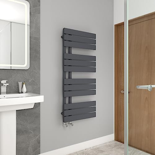 Warmehaus 1126x500mm Flat Panel Bathroom Heated Towel Rail Radiator Sand Grey