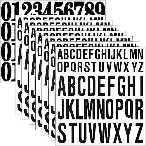 Tianorcan 8 Blätter Selbstklebende Vinyl Buchstaben Zahlen Kit, Großbuchstaben Aufkleber, für Briefkasten, Schilder, Auto, Fenster, Tür und Adressnummer (Schwarz)