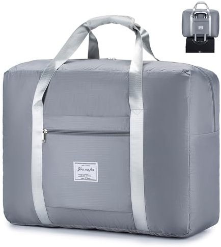 SPAHER Ryanair Handgepäck 55x40x20 Tasche für Flugzeug, Wasserdicht Handgepäck Reisetasche Faltbare Handgepäcktasche Leicht Für Damen und Herren Unisex Sporttasche für Reisen Gym Übernachtung, Grau