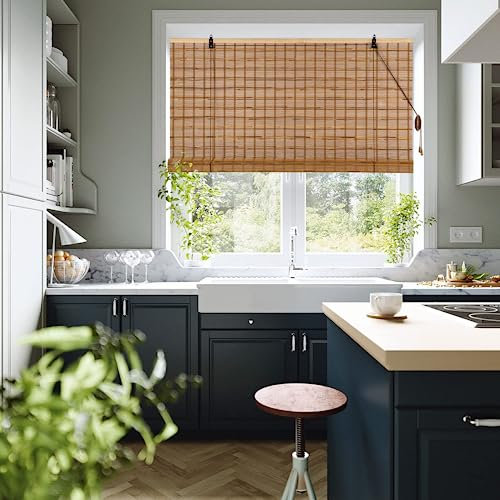 Cy.curtain bright Bambus Rollos 90 x 180cm Bambus Rollvorhang für Balkon für Türen und Fenster Klar