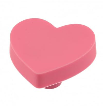Gedotec Kinder-Möbelgriffe aus Gummi | Herz - Rosa | 1 Stück - Kindergriff-Möbel | KID | Schubladen-Knopf elastisch - speichelfestem Gummi | Möbelknopf - Kinderzimmer | inkl. Befestigungsmaterial