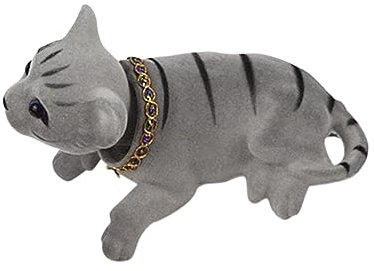 predolo Autodekoration Wackelkatze Ornament Wackelkopf Kitty Kreatives Auto-Innenzubehör für den Schreibtisch, GRAU