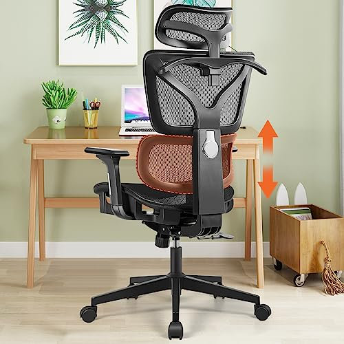 Razzor Silla de Oficina, Silla Ergonómica de Escritorio con Reposacabezas, Reposabrazos 3D y Respaldo Alto, Silla de Ordenador de Malla Transpirable, para la Oficina y la Casa