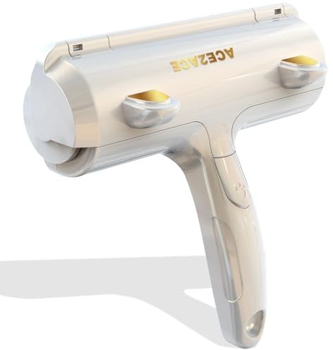 ACE2ACE Tierhaarentferner Fusselrolle, Fusselroller für Hundehaare und Katzenhaare Wiederverwendbar, Fusselbürste für Tierhaar, für Sofa, Bett, Teppich, Kratzbaum, Weihnachtsedition, Weiß