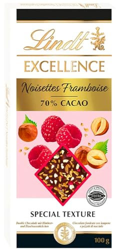 Excellence Noisettes Framboise Tavoletta di Cioccolato Fondente 70% con Nocciole Caramellate e Lamponi 100g