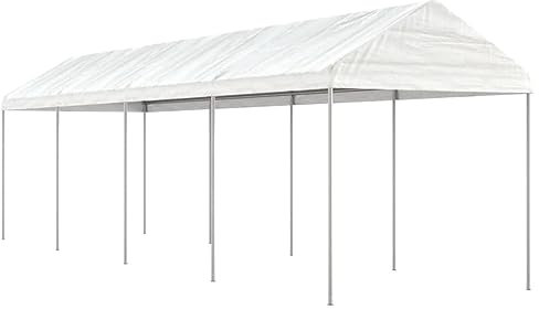 Camerina Pavillon mit Dach Weiß 8,92x2,28x2,69 m Polyethylen Pergola Pavillion Winterfest
