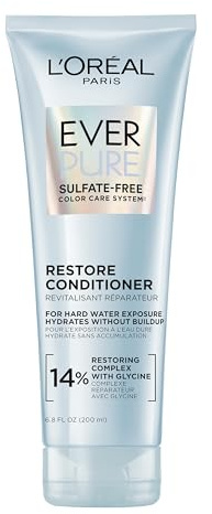 L'Oreal Paris Restore Sulfate Free Conditioner with Antioxidants, Moisturizing Conditioner for Hard Water Exposure and Styling Build-up, EverPure, 6.8 Fl Oz