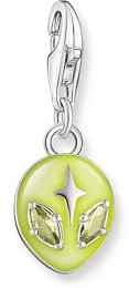 THOMAS SABO Charm-Anhänger Alienkopf mit gelber Kaltemaille und Steinen Silber 925 Sterlingsilber, Kaltemail