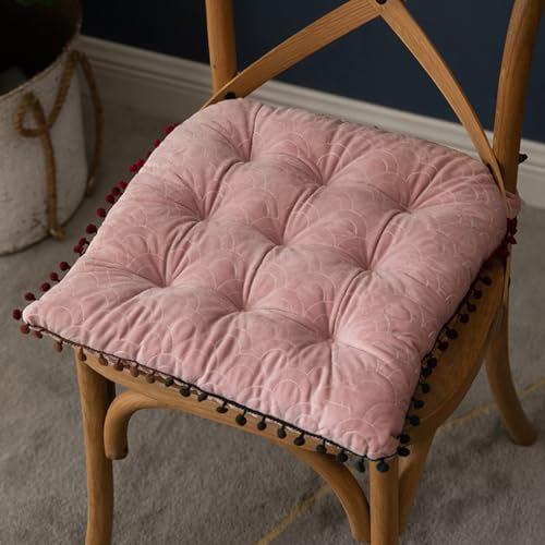 DOTBUY-SHOP Samt Sitzkissen, Platz Retro Sitzkissen Widerstandsfähige & Robuste Stuhlkissen Kinder Komfortabel Sitzpolster für Garten, Büro (40X40cm,Rosa)