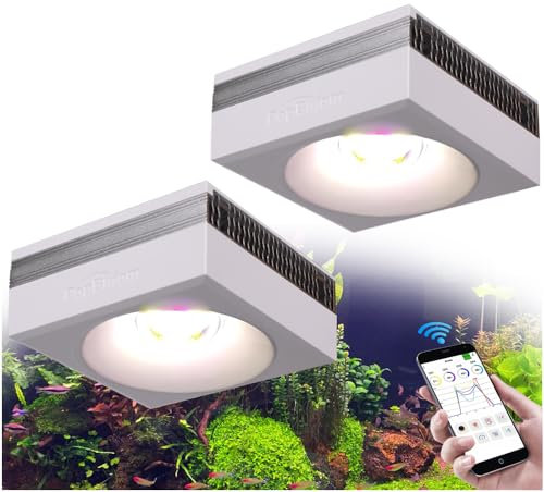 PopBloom RL90 Süßwasser Aquarium LED Beleuchtung, WiFi APP Steuerung Aquarium Lampe volles Spectrum für 80-120CM Süßwasserpflanzen Fischaquarium, Hohe Leistung (2 Lampe mit Hängeset)