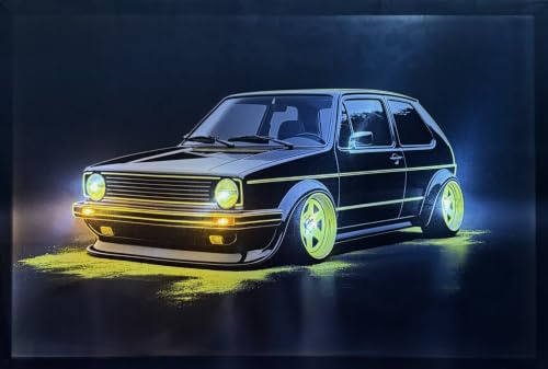 LED-Bild mit Beleuchtung Leinwandbild Auto/Sportwagen Schwarz 65x45cm