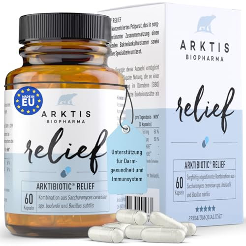 Arktis Arktibiotic® 60x RELIEF RDS Kapseln in Apothekenqualität - Mit Saccharomyces boulardii und der Mikrobe des Jahres 2023 – Bacillus subtilis, Vitamin D & Zink