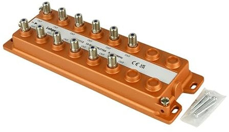 TV Aerial Splitter Labgear UHF 12-way Signal Splitter with 17 dB Loss, F-Type DC pass Operating Frequency of 5-1000MHZ