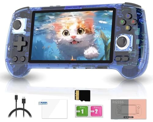 RG556 - Consola de juegos portátil retro con 8000 juegos, 8 + 128 g + 256 g 5,48 pulgadas AMOLED pantalla reproductor de vídeo para adultos y niños, soporte WiFi Bluetooth
