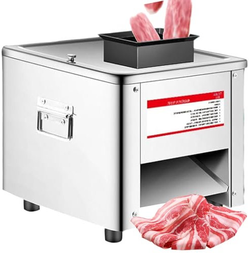 Trancheuse Electrique, Trancheuse à Jambon, Trancheuse Saucisson, Coupe-Viande En Bande en acier Inoxydable, Hachoir à Viande électrique pour les restaurants et les cantines,7mm
