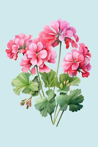 Notizbuch: Geranien Notizbuch | 6x9 Zoll DIN A5 | 100 Seiten liniert | Blumen Notizheft | Aquarell Schreibheft | Garten Tagebuch | Gartenbuch Geschenk