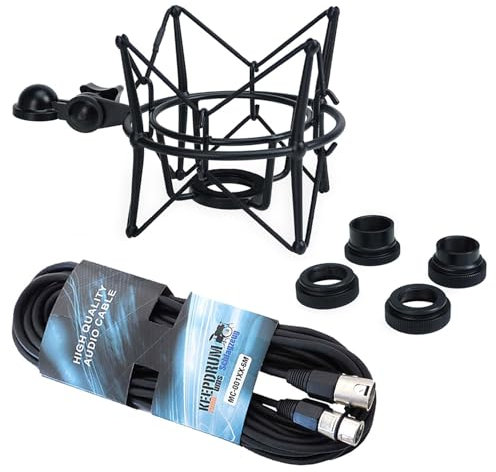 keepdrum MS090B Multi Mikrofon-Spinne Schwarz mit XLR-Kabel