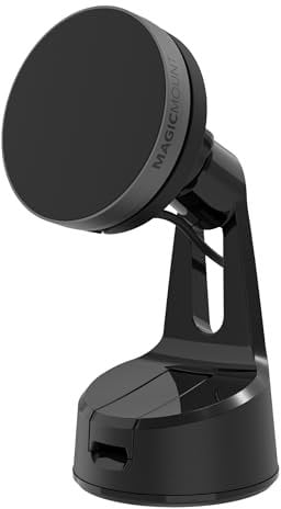 Scosche Qi2 MagSafe Car Mount, 15W Wireless Charging Suction Cup Phone Mount, Magnetic Windshield/Dashboard Cell Phone Holder with Fast USB-C Car Charger Compatible with iPhone 16/15/14/13/12, S25