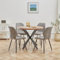 DEYARNA HOME Essgruppe 5-Teilig, 100cm Runder Esstisch und 4 Leinen-Esszimmerstühle, Esstisch und Stühle für 4 Personen, 4 Stühle & Tisch für Küche, Esszimmer und Wohnzimmer (Dunkle Holzfarbe+Grau)