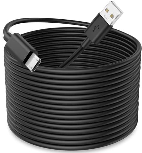 iMangoo 33FT USB to Micro USB Cable Power Extension Charging Cord for Wyze Cam V4 V3 Pro OG Blink Mini Ring Kasa Pan Yi NestCam CCTV Indoor Outdoor Security Camera with 10 Wire Clips Nails Black
