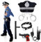 Livdouyu Polizei Kostüm Kinder, 6 Stück Polizeikostüm mit Walkie-Talkies, Handschellen, Schlagstöcke, Hüte, Hüftgürtel, Rollenspiel Kit für Jungen Mädchen Karneval