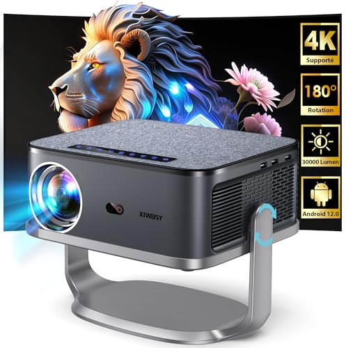 Videoprojecteur, XIWBSY Rétroprojecteur 4K Supporté, 35000 Lumen WiFi 6 Projecteur Video Bluetooth, Vidéoprojecteur 4K 1080P Full HD, Zoom 50%
