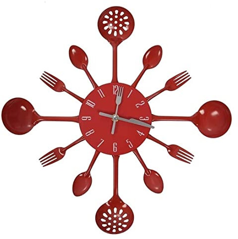 ZXXHNNAIHG Wall Clock Creative Unique Clock 3D Wall Detachable Metal Knife And Fork Silent Wall Clock Quartz Movement Kitchen Cutlery Style Wall Clock Modern