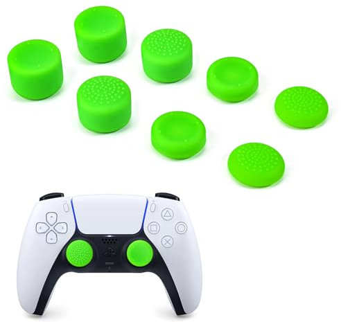 DLseego Thumbsticks Cap pour Manette PS5 PS4 Xbox,8 Pièces Silicone Capuchons de Joystick pour PS5/PS4,Conception Courte et Haute à Réduire Pouce Fatigue,Vert