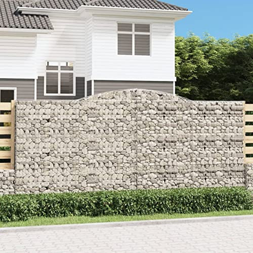 Xichuzi Gabione mit Hochbogen, Gabionenkörbe, Gabionen Hochbeet, Steinkorb, Gabionengitter, Drahtkorb Für Pflanzen, Kräuterspirale Für Garten, 400x50x180/200 cm Verzinktes Eisen