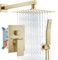 Aolemi Duscharmatur-Set Regenduschsystem mit Handbrause Badezimmer Dusche Combo Grobventil und Duschverkleidung Kit enthalten gebürstetes Gold 20,3 cm Wandhalterung Duschkopf