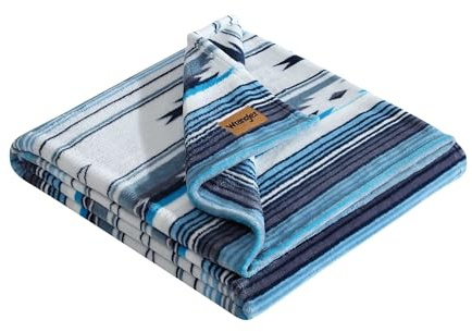 Wrangler - Throw Blanket, Soft Plush Fleece Bedding, Yellowstone Inspired, Western Decor for Bed or Couch (Coyote Sands Blue, 50 x 70)