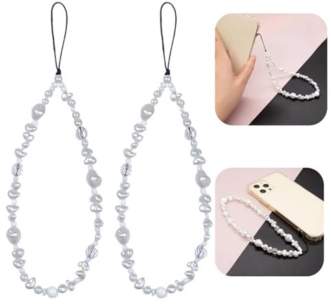 2pcs Beaded Phone Bracelet Strap,Pearl Cell Pho/ne Charm,Classic Pearl Phon/e Charm,Cute P/hone Char/m,Handmade Pho/ne Chain,Mobile Ph/one Wrist Strap,Anti-Lost Cute Phone Ch/arm,Ph/one Accessories