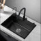 Fregadero de cocina de acero inoxidable negro de 60 x 45 cm, de un solo seno, de empotrar/bajo encimera, estilo rústico