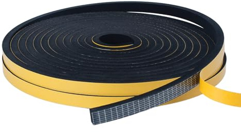 Dichtungsband Selbstklebend für Türen Fenster, 6mm(B) x6mm(D)/10m(L) Türdichtung Selbstklebendes Fensterdichtung Gummi Schaum Siegel Anti-Kollision Streifen Schalldämmung Dichtungsband Schwarz