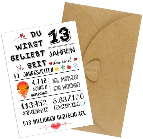 Ourdort Geburtstagskarte 13, Geburtstagskarten Set Mit Umschlag Kraftpapier | Geburtstagskarte 13. , Geburtstagskarten Set Mit Umschlag Kraftpapier, Lustige Geschenke zum 13 Geburtstag Mädchen & Jungen
