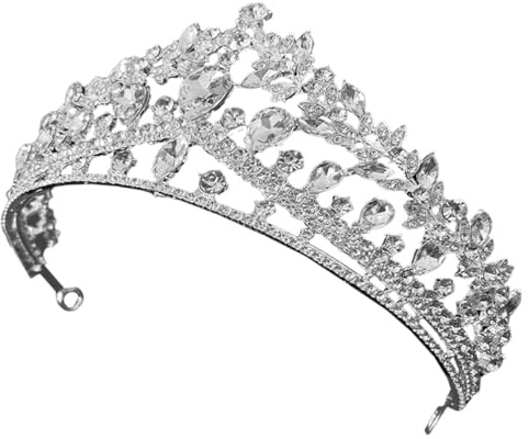 PRETYZOOM Hochzeitskrone Leicht und Vielseitig Elegante aus Zinklegierung mit Funkelnden Strasssteinen in Silber für Braut für Hochzeiten und Festliche Anlässe