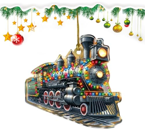 Zug Weihnachtsbaumanhänger Acryl 2D festlicher kreativer Weihnachtsanhänger | Weihnachtsdekorationen Baumschmuck Für Innen Außen Weihnachtsbaum Feiertagsparty Kamin Fenster Hängedisplays