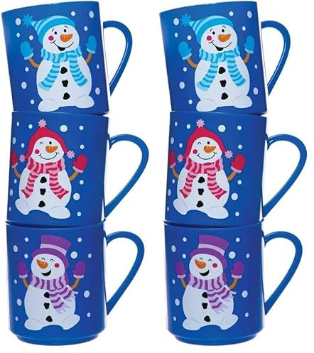 Baker Ross AT257 Jolly Snowman Mugs, Christmas Arts and Crafts (Pack of 8), Assorted, 4 Count (Pack of 1), 0.25 liters