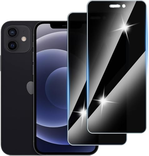 Hirshen [2 pieces] Privacy Screen Protector for iPhone 12/iPhone 12 Pro, Anti-Peeping Film, 9H Hardness, Scratch-Resistant, Impact-Resistant, Anti-Peeping Bulletproof Film, Bubble-Free