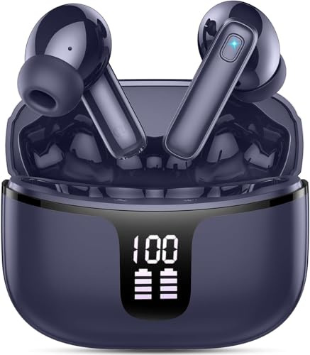 Drsaec Kabellose Bluetooth 5.3 Kopfhörer,Bluetooth Kopfhörer HiFi Stereo mit ENC Geräuschunterdrückung, 40h Akkulaufzeit, IP7 Wasserdicht, LED Display, EIN-klick-Paarung, für Sport/Arbeit/Handy