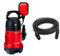 Einhell GH-DP 7835 - Bomba sumergible aguas sucias (780 W, 15.700 litros por hora) color rojo y negro + Manguera de aspiración (1, 7 m de longitud, con válvula anti retorno) color negro