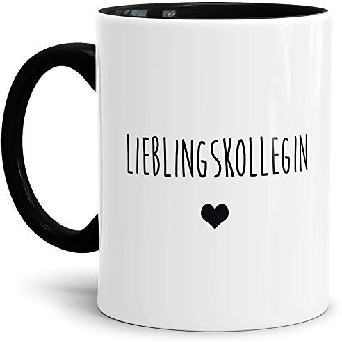 Tasse mit Spruch Lieblingskollegin Lustig/Arbeit/Büro/Witzig/Geschenkidee für Kollegen/Innen & Henkel Schwarz
