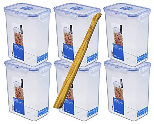Lock&Lock Frischhalteboxen Set 6-teilg 6xHPL813 1,8L) und SeleXions Multifunktion Olivenholz-Spachtel