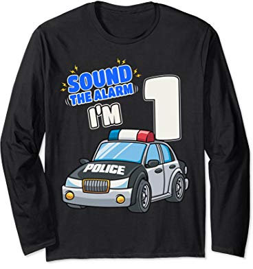 Kinder-Polizeiauto 1 Geburtstag 1 Jahr alt Polizist Offizier Langarmshirt