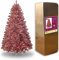 SHATCHI 7Ft/2.1m Artificial Christmas Tree Rose Gold Shiny Tinsel Tips Bushy Look Luxurious Hinged Branches Xmas Holiday Home Decorations, PVC