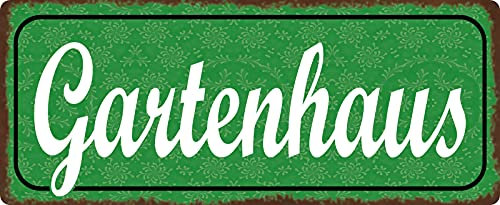 Blechschild 27x10cm gewölbt Gartenhaus Garten Sprüche Deko Geschenk Schild