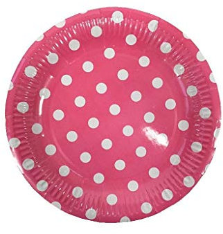 Cathy's toy Shop 20pcs Polka Dots Paper Tableware 7 Plates Birthday Party Wedding Events Cake Plate 7 (7 Pink Polka Dot Plates)