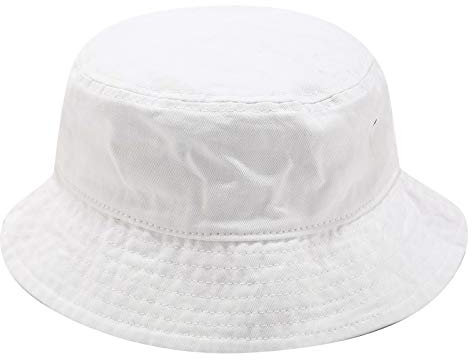 JFAN Fischerhut Unisex Eimer Hut Sommer Einfachheit Hut UV Schutz Doppelte Retro Abnutzung Sonnenhut Faltbar Segeltuch Hat 56-58CM Weiß