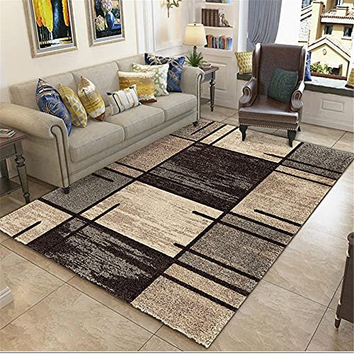 Xiaosua Kayoom Teppich Grau Wohnzimmer Teppichgrau-unscharfer Quadrat Retro Rushing Teppich Joop Teppich 200x300cm Teppich XXL 6ft 6.7''X9ft 10.1''