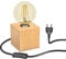 ledscom.de Tischlampe HITO, Holz massiv, eckig + LED Lampe gold max. 818lm, 3-Stufen dimmen, extra-warmweiß
